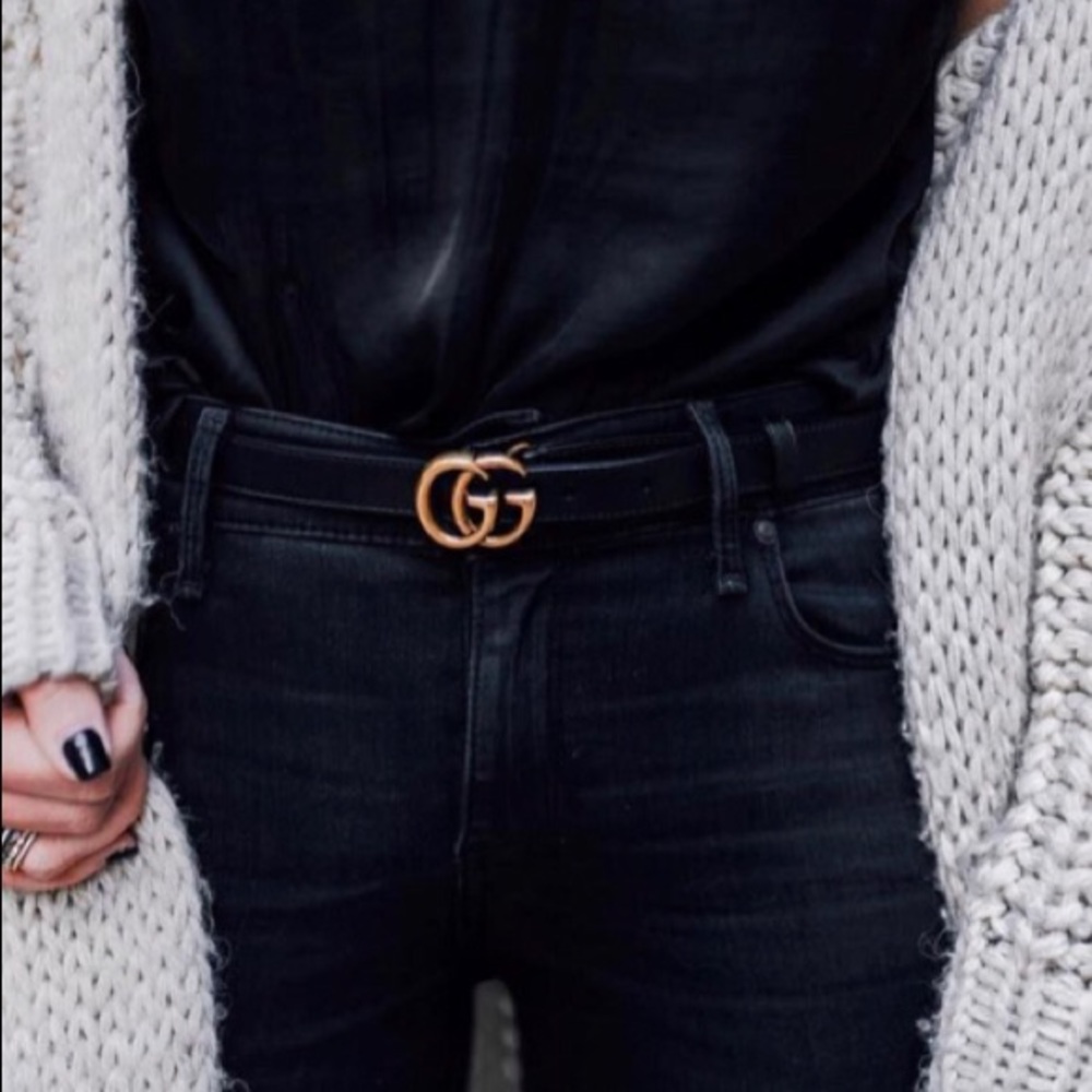 Gucci Black Marmont GG Belt
